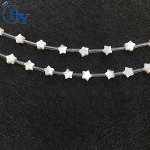 Natural shell carving Star Shape white mother of pearl shell beads chain