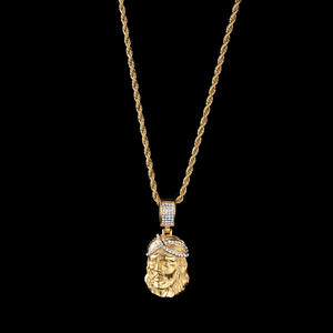 היפ הופ זהב צבע מצופה ישו תליון אייס מתוך ריינסטון רעול פנים ישו פנים תליון שרשרת לגברים נשים - Product Image 3
