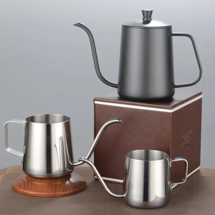 Whole Black Milk Pot 304 Stainless Steel Coffee Pot With Long Mouth