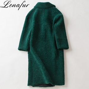 Color Verde <span class=keywords><strong>oveja</strong></span> <span class=keywords><strong>de</strong></span> piel <span class=keywords><strong>de</strong></span> <span class=keywords><strong>oveja</strong></span>, piel <span class=keywords><strong>de</strong></span> cordero cuero doble cara <span class=keywords><strong>de</strong></span> <span class=keywords><strong>lana</strong></span> abrigo para las mujeres - Product Image 2