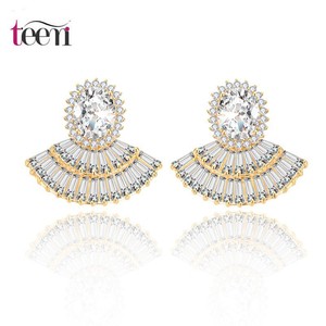 Teemi gros Livraison gratuite 2015 HOT SELL luxe 18K Champagne Or Zircon <span class=keywords><strong>Cristal</strong></span> Femme Mode de mariée Boucles d'oreilles Wire - Product Image 1