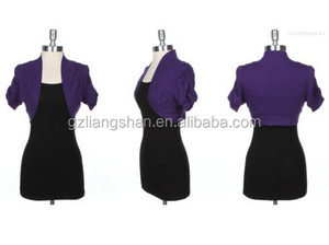 Hot Selling OEM New Summer Women Plain Shirred Ruched Short Sleeve Cotton <strong>Bolero</strong> Top Crop Shrug Jacket <strong>Cardigan</strong> - Product Image 5