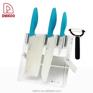 5 pcs couteau de cuisine avec pliable acrylique stand, Mode avec petit paquet de diffusion coût