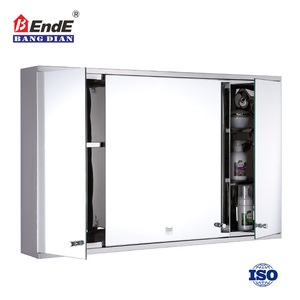 Mueble de Baño Moderno Grande de 3 Puertas, Montado en la Pared, con Espejo de Vidrio y Acero Inoxidable - Product Image 2