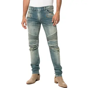 OEM personnalisé nouvelle mode hommes biker jeans slim fit stretch denim pantalon hommes