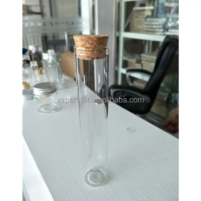 Manufacture supply lab round glass vial test tube with cork