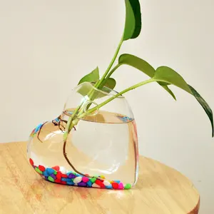 Vaso di vetro appeso a forma di cuore vaso appeso a parete pianta da appendere fiore contenitore creativo matrimonio decorazione della casa terrario