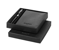 Scatola regalo in cartone nero di lusso personalizzata lucida/Latte laminazione goffratura per confezione da cintura/portafoglio per portafogli di lusso