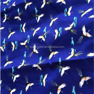 Factory customized twill woven 100% polyester bird printed beach short fabric