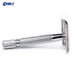 BAILI-maquinilla de afeitar de doble filo, de metal, de seguridad