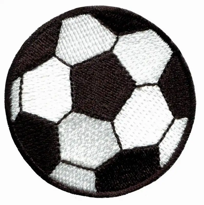 Adesivo bordado personalizado para esportes, aplique feito a ferro com bordados para chapéu e roupa, preço de fábrica, futebol, bola de futebol