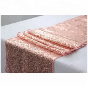 12x108 pulgadas brillo de oro rosa corredor de mesa y lentejuelas mantel para la decoración de fiesta de boda suministros