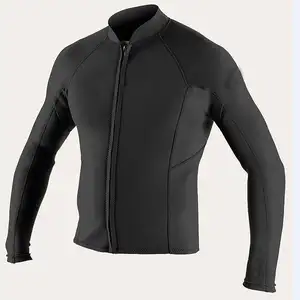 Customized Logo 2mm 3mm Neoprene Stretch Rubber Long Sleeves Front Zipper Surfing Wear Warm Wetsuits Jackets