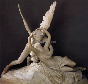 Famosa Statua dell'Angelo che Bacia di Antonio Canova, Statua di Cupido e Psiche in Marmo Bianco - Product Image 3