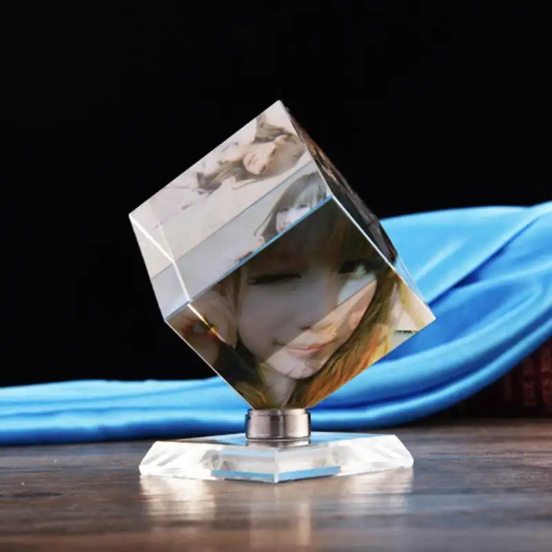 Boda decoración de vidrio marco insertar tres foto marco de fotos de cristal