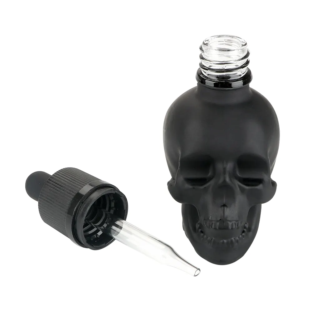 שחור זכוכית לשפשף גולגולת המר בקבוק בושם בקבוקי 30/60/120ML טפטפת בקבוק
