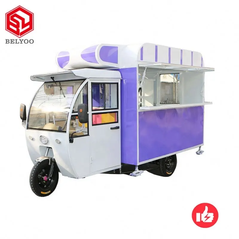 Triciclo eléctrico de tres ruedas para comida, soporte para perro caliente, camión móvil, triciclo totalmente equipado