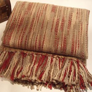 Couverture épaisse à franges en acrylique teint dans le sol, couverture acrylique 100% tissée - Product Image 5