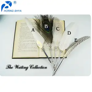 Commercio all'ingrosso HS calligrafia calligrafica piuma di pavone penna stilografica per scrivere firma regalo di nozze doccia nuziale per feste - Product Image 1