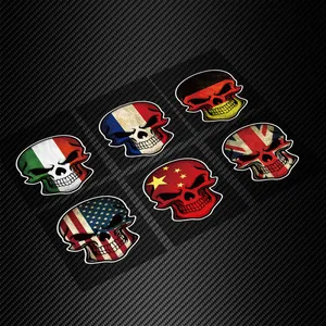 ETIE Thấp MOQ Skull Quốc Kỳ Thiết Kế Tùy Chỉnh Pvc Bumper Sticker Xe Window Decal Cho Xe Trang Trí Phụ Kiện