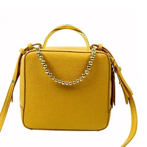 Cantão bolsa de mão de luxo feminina amarela, venda quente