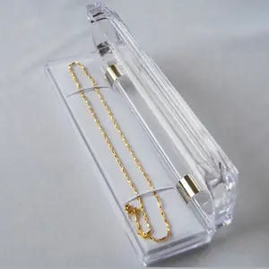 En iyi kalite şeffaf kristal akrilik kolye ve bilezik takı uzun kutu 203*50*35mm