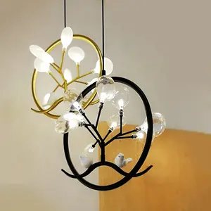 Atacado art deco lâmpada pássaro-Simig iluminação moderna minimalista, arte nórdica, decoração, resina de cobre, pássaros, lâmpada de vidro, lustre pingente de barra