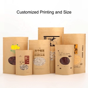Bolsas de papel Kraft reutilizables con cierre de cremallera, bolsas de embalaje de alimentos sellables con calor, con <span class=keywords><strong>ventana</strong></span> ovalada, color marrón - Product Image 6