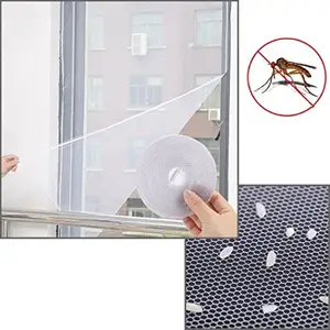 DIY 自粘窗口滤网网状网状窗帘与钩和胶带安装到多个窗口