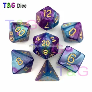Polyhedral קוביות משחק עם אפקט צבע כפול עבור MTG RPG משחק לוח D & D