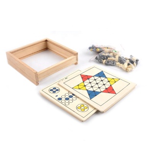 Education Game Chess Chinese Checkers Tic Tac Toe <strong>Ludo</strong> Mill Backgammon <strong>Board</strong> 5 in 1 Wooden <strong>Board</strong> Game Set - Product Image 3