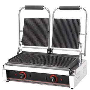 Elektrischer Kontakt grill Heiße Grill platte mit gerilltem Doppelplatten-Panini-Grill