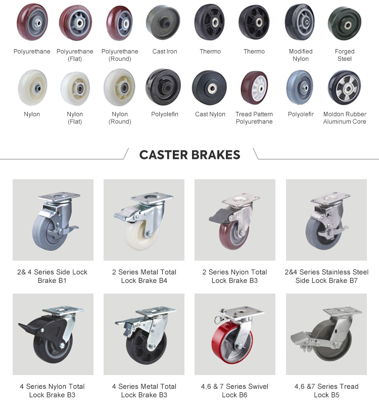 2 inch 2.5 "3" 4 "5" PU Furniture Spinning Cart Casters Universal