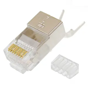 1.5mm tel delik RJ 45 Cat 7 konnektör fişi korumalı Cat6a Cat7 RJ45 fiş