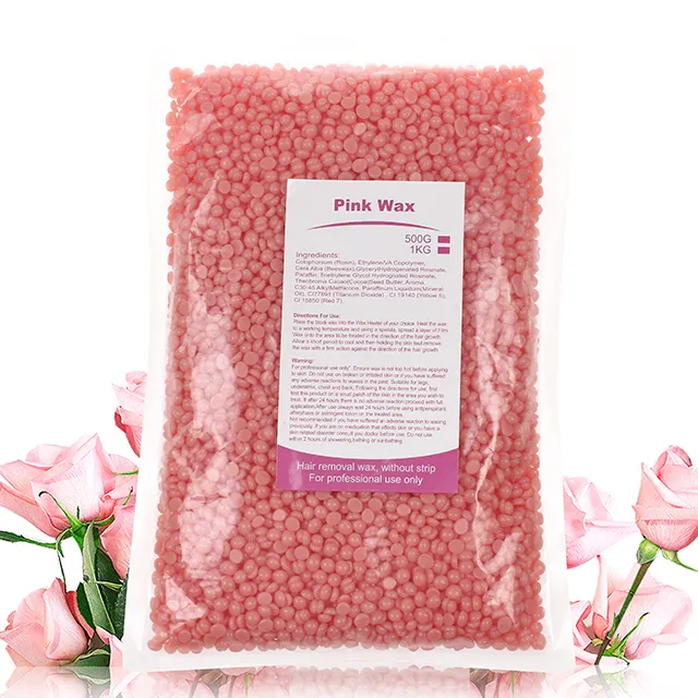 500g Per La Cura Personale di Bellezza Rosa Barba Cera calda, rosa depilatoria Hard Wax, Ceretta Cera di rimozione dei capelli