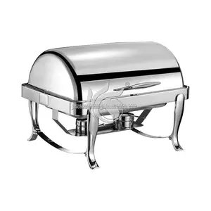 Africa Hot Sale Cheap Chafing Dish Stainless Steel Roll Top Chafing Dish Buffet Food Warmer Restaurant Kitchen Equipment