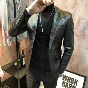 Nuova Giacca in <span class=keywords><strong>Pelle</strong></span> <span class=keywords><strong>Nera</strong></span> su Misura per Uomo, Taglia Grande, Stile Lampskin - Product Image 2