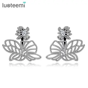 LUOTEEMI New Vintage Antique Bohemian Big Butterfly Double Side Ear Jackets Stud Earrings Wholesale