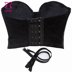 Corzzet Pure 딥 블랙 섹시한 Mysteric 복장 푸시 업 3/4 컵 B 컵 구슬 Bustier 여성 매력적인 모양 성능 클럽 의류 - Product Image 4