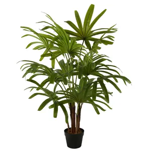 Rhapis sa excelti — plante sur sol, imitation de palmier artificiel, 1.2m de longueur