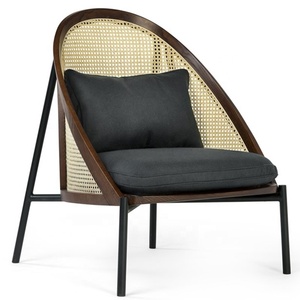 Di Fascia alta Mobili Per Il Tempo Libero In Metallo Nero Gambe In Legno Rattan Divano Sedia Per Bar - Product Image 1
