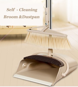 Upright Standing Dustpan With Extendable Broomstick Easy Sweeping Broom And Dustpan Set