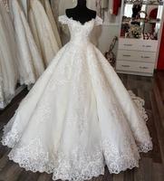 Robe de mariée arabe en dentelle, robe de bal bouffante, épaules dénudées, de luxe, dubaï, pour femmes, 2019