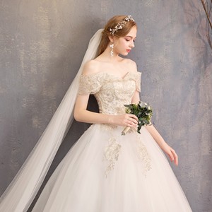 <span class=keywords><strong>Robe</strong></span> <span class=keywords><strong>de</strong></span> <span class=keywords><strong>mariée</strong></span> élégante à épaules dénudées <span class=keywords><strong>de</strong></span> style coréen, <span class=keywords><strong>couleur</strong></span> champagne, pour le printemps 2019 - Product Image 5