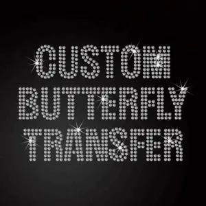 Transfer Design Customize Crystal Rhinestone Butterfly Transfers Tee Shirt Custom Logo