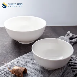 Shengjing Logo personnalisé Western Céramique Dîner Vaisselle Ronde Blanc 4.5 Pouces 6 Pouces Pas Cher Bol En Porcelaine Pour Restaurants Hôtel