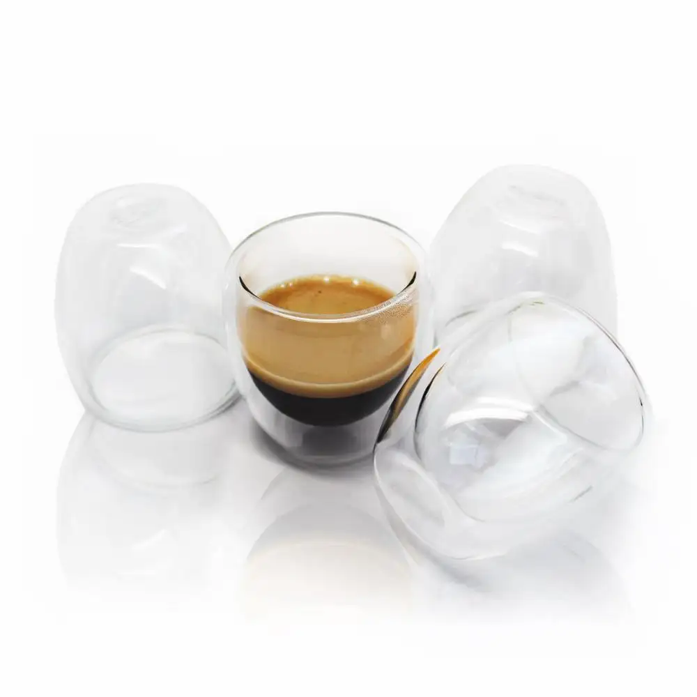 borosilicate glass 80ml handleless double wall espresso glass coffee cup