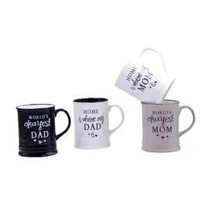 custom porcelain heart decal ceramic mug for father`s and mother's day