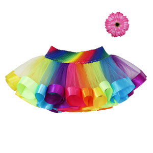 Falda tutú de satén para niñas, colores del arco iris - Product Image 1