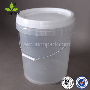 clear 5 gallon plastic printed bucket with lid with handle